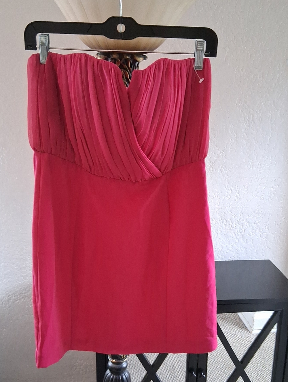 Naven Strapless Pleated Sweetheart Dress in Hot Pink